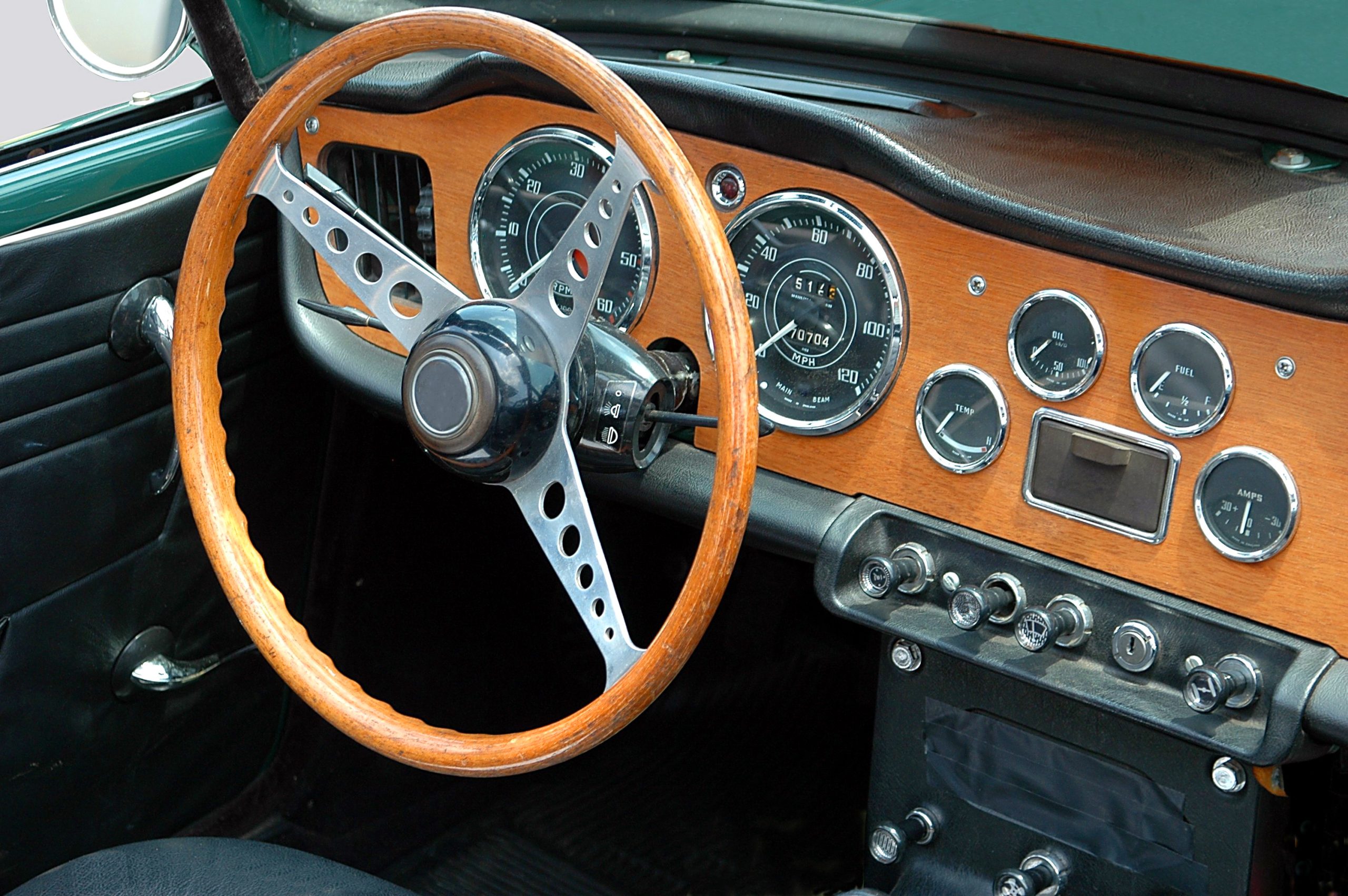 Classic sports car interior
