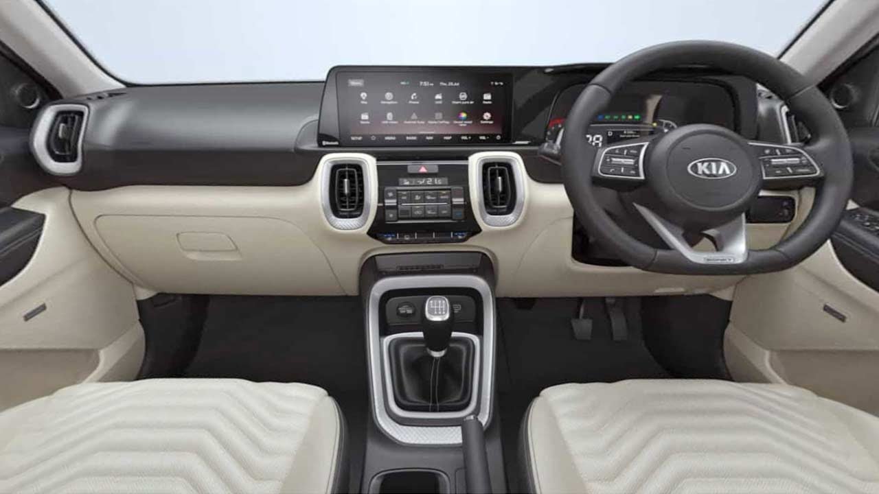 The interior design of the Kia Sonet